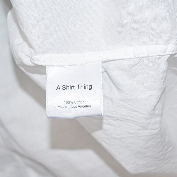 A SHIRT THING Penelope Cabo Shirt ruffle neck in white iceberg Women's Sz P S - Picture 6 of 11